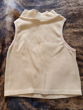 Love Tree Cream Ribbed Mock Neck Crop Top